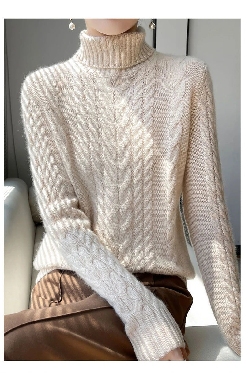 Street Turtleneck Sweater Women 2023 Autumn Winter Long Sleeve Cashmere Female Knitted Pullover Loose Lady Thicken Knitwear