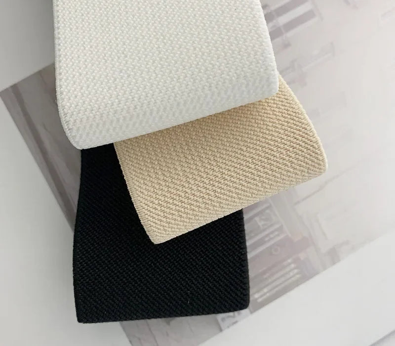Women Elastic Band Wide Belts Simple Down Coat Waist Belt Female Buckle Black Strap Dress Decoration Accessories Leather Belt