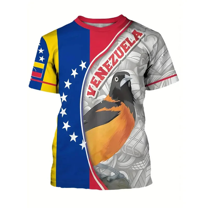 New In Venezuela Flag T Shirt Men Fashion 3d Printed T-shirt Street Oversized Casual Sports Tops Crew Neck Short Sleeve Tees