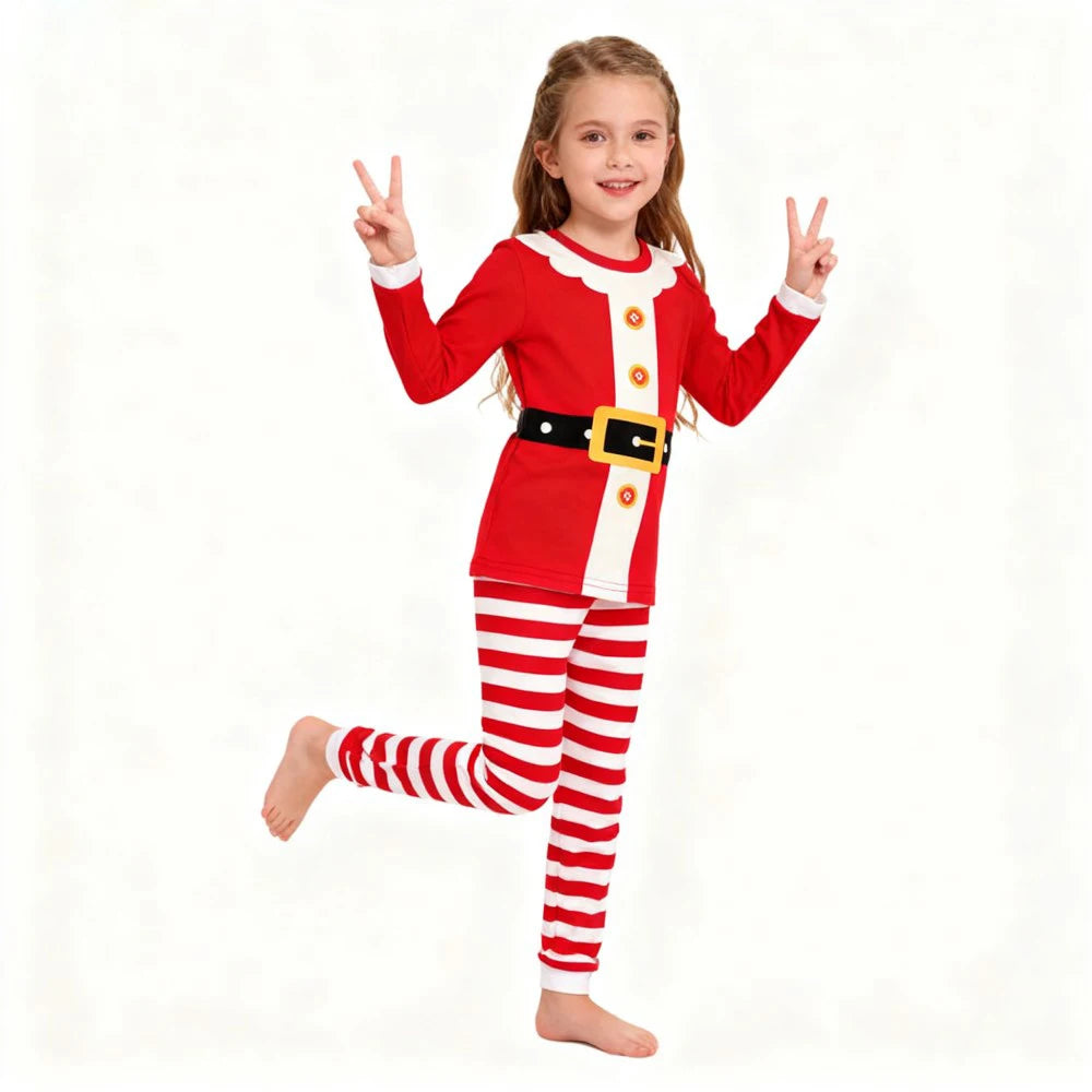 Children's Christmas Long Sleeve Pajama Sets Kids Elf and Santa Claus Sleepwear Boys Pijamas Baby Girls Pjs for Festive Xmas