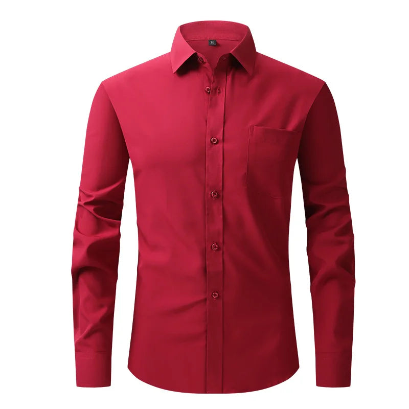 New spring and summer American men's shirt business casual long sleeve slim professional formal wear free ironing solid color