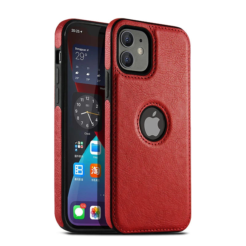 Cell Phone Case High Quality PU Leather Mobile Phones Cases for iPhone 11 12 13 14 15 Pro Max X XR Black Luxury Business Cover