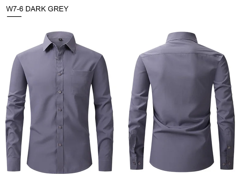 New spring and summer American men's shirt business casual long sleeve slim professional formal wear free ironing solid color