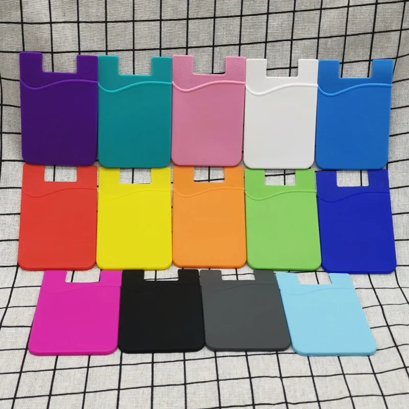 1PCS  Silicone Business Credit Pocket Adhesive Fashion Women Men Cell Phone ID Card Cover Holder Slim Case Sticker Case Bags