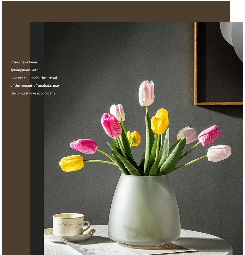 Nordic Light Luxury Home Decor Frosted Glass Vase