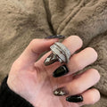 Light Luxury Inlaid Zircon Winding Finger Ring for Women Classic Cross Design Sparkling Opening Rings Bride Wedding Party Gift