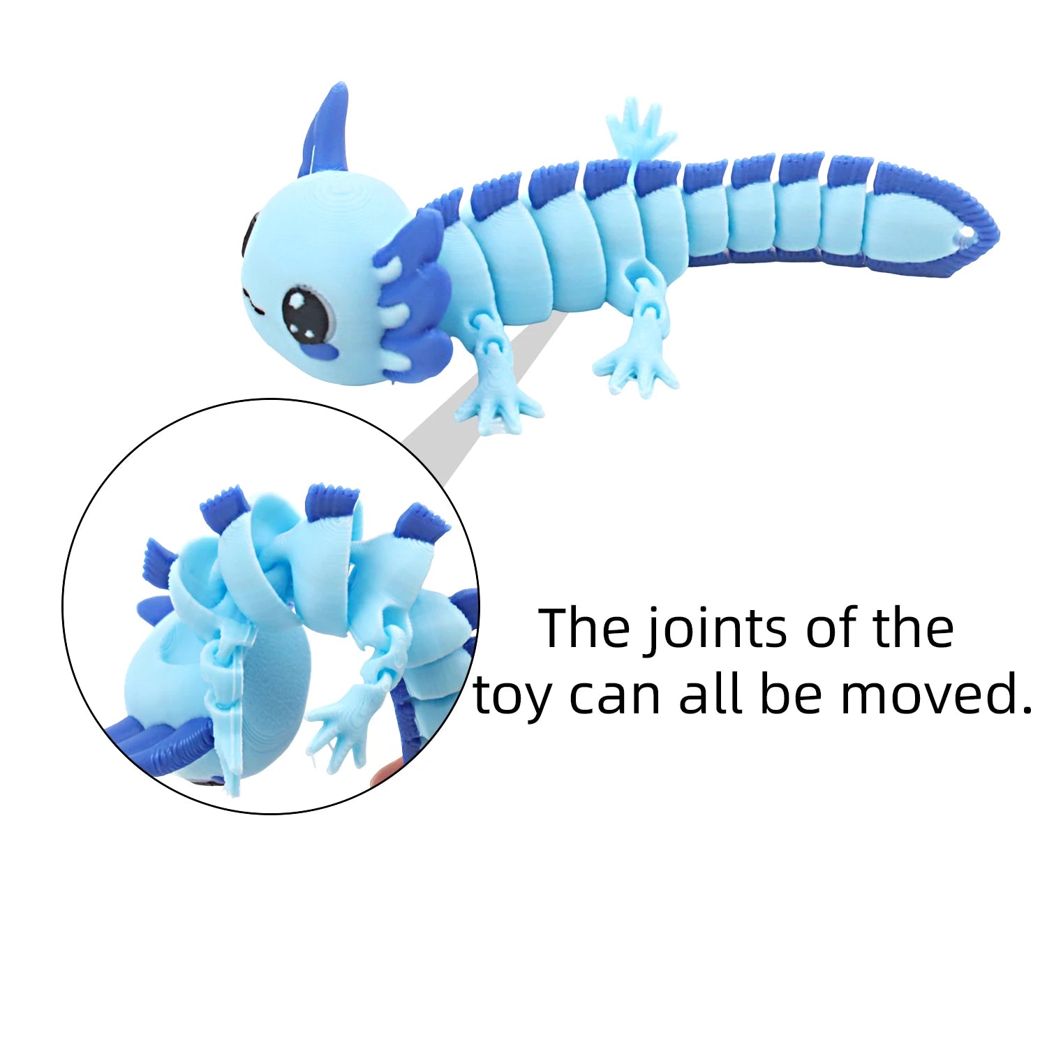 3D printed simulation salamander figurine, novel stress relieving toy with movable joints, desktop color decoration