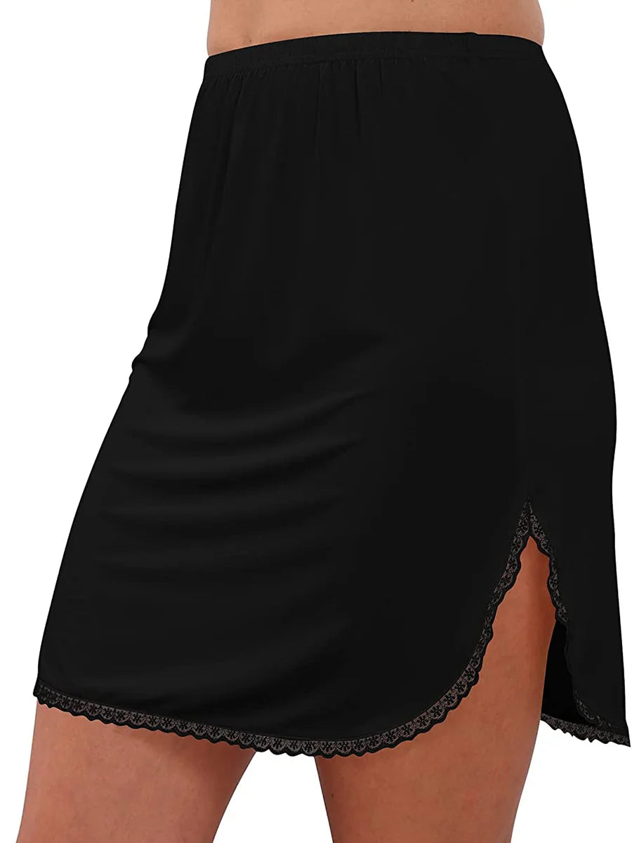 Women Half Slips Underskirt Adjustable Waist Fashion Short Mini Skirts Floral Lace Curved Half Slip