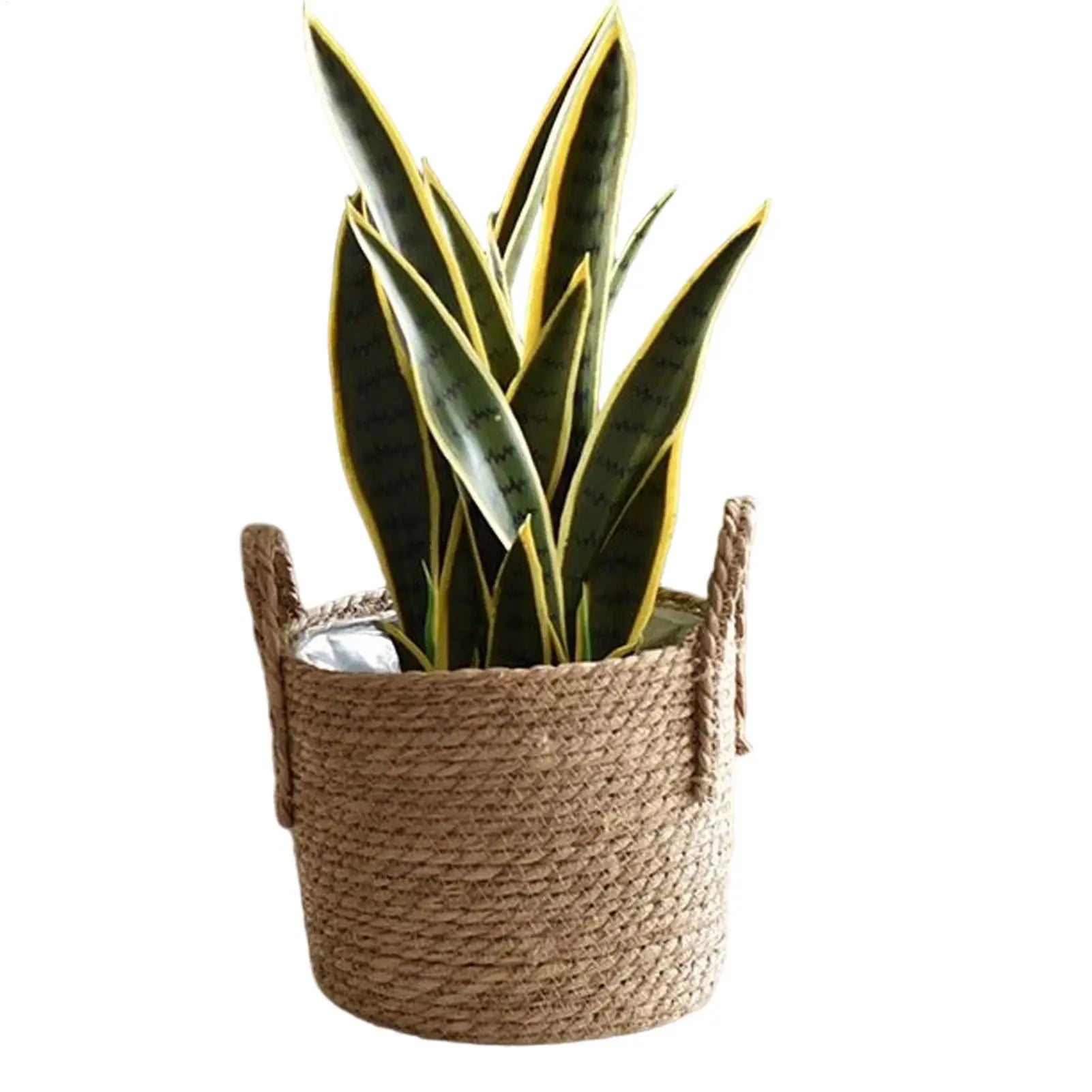 Plant Basket Straw Vase Decoration With Handle Plant