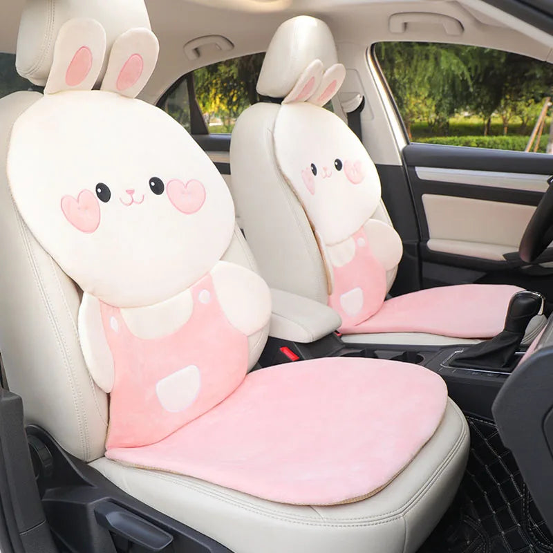 Cute Cartoon Animal Car Seat Covers Cushion Breathable Ice Silk Universal For Women Ladies Gifts Auto Interior Decor Accessories