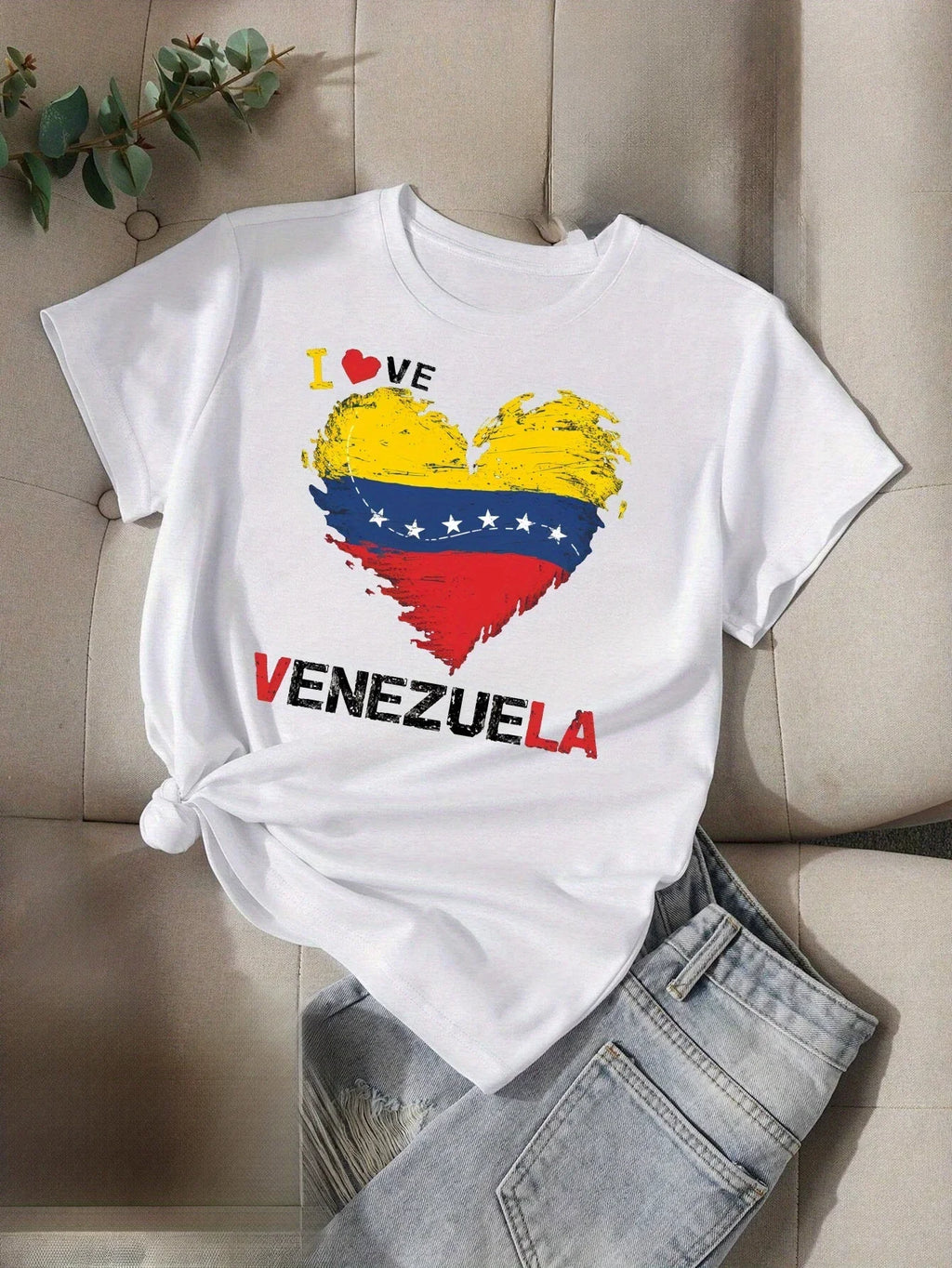 Women's Comfit T-shirt I LOVE VENEZUELA Aesthetic Clothes Women Short Sleeve Streetwear Top Tee﻿s ﻿Summer Causal Shirt