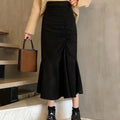 Fashion High Waist Midi Skirts for Women 2023 Spring Slim Fit  Hip Mermaid Skirt Woman Korean Ruffles Brown Skirts 2XL
