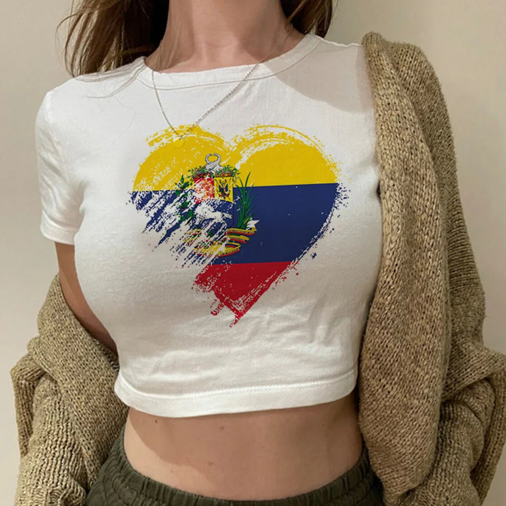 Venezuela streetwear  graphic  fairy grunge  crop top Woman Kawaii cyber y2k manga Harajuku crop top
