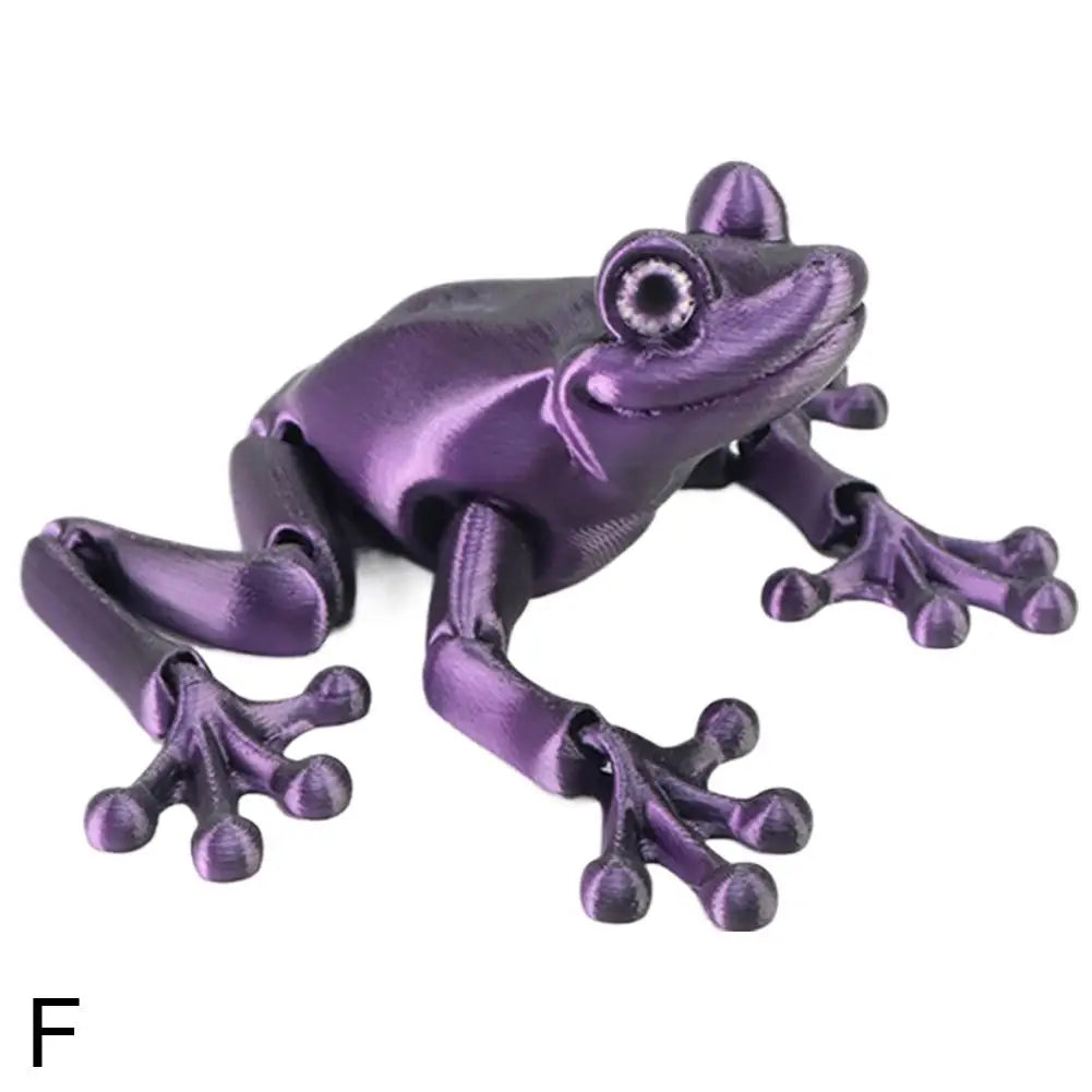 3D Printed Cute Frog Model Multi-joint Movable With Glittering Eyes Simulated Animals Model For Room Decor Accessories Kids Gift