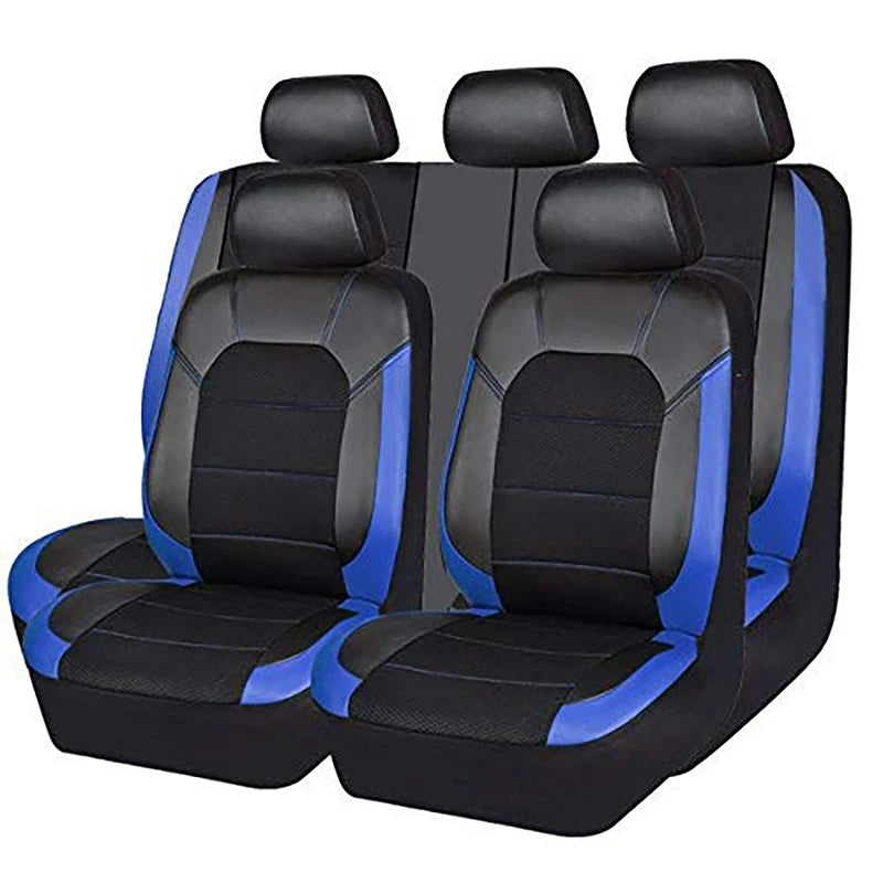 9 Pieces/set Car Seat Cover Car Leather Breathable Fabric Universal Pu Leather Car Seat Cushion Front And Rear Seat Full Protect