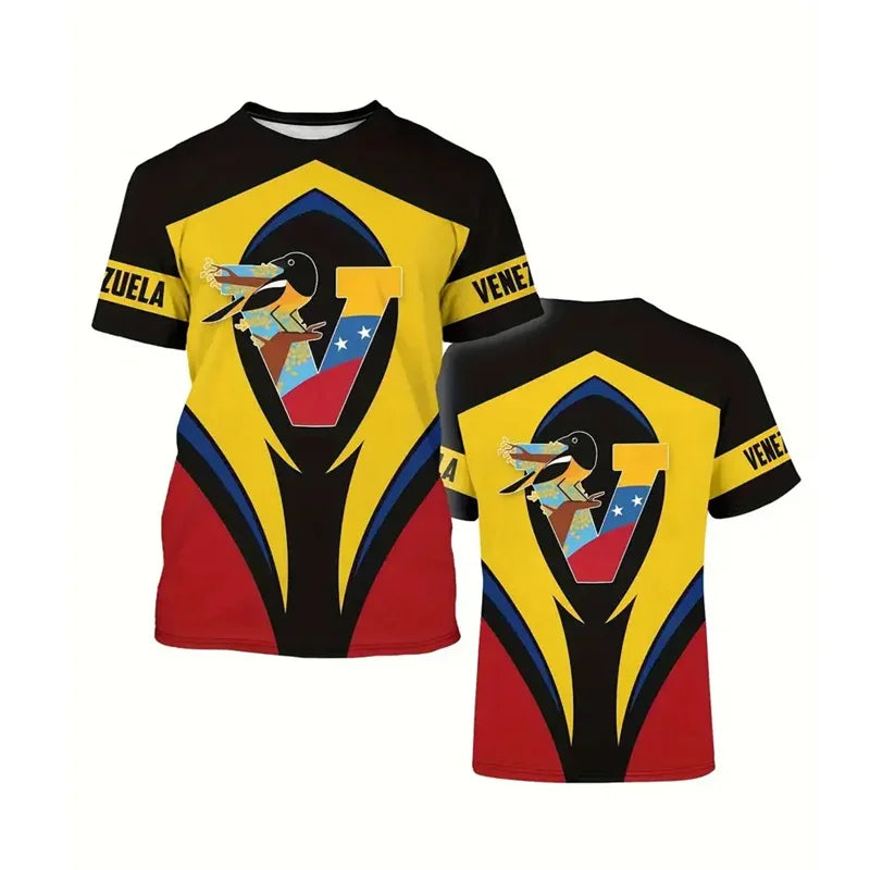 New In Venezuela Flag T Shirt Men Fashion 3d Printed T-shirt Street Oversized Casual Sports Tops Crew Neck Short Sleeve Tees