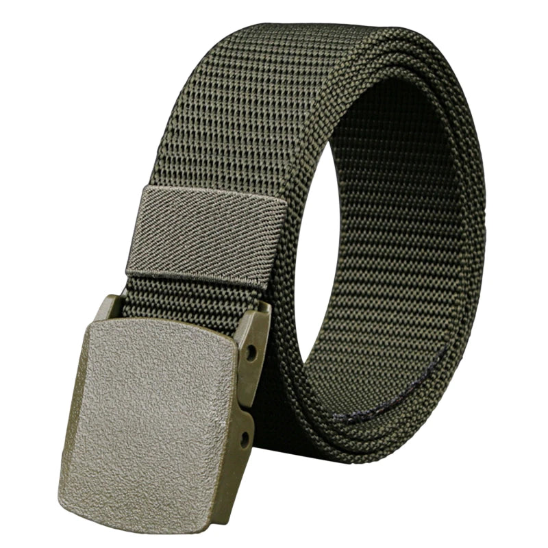 Men Belts Fashion Unisex Jeans Belts Adjustable Belt Men Outdoor Travel Hunting Waist Belt Automatic Plastic Buckle for Pants