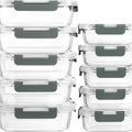 10-Pack Glass Meal Prep Containers with Lids, Airtight Food Storage for Microwave, Oven, Freezer & Dishwasher