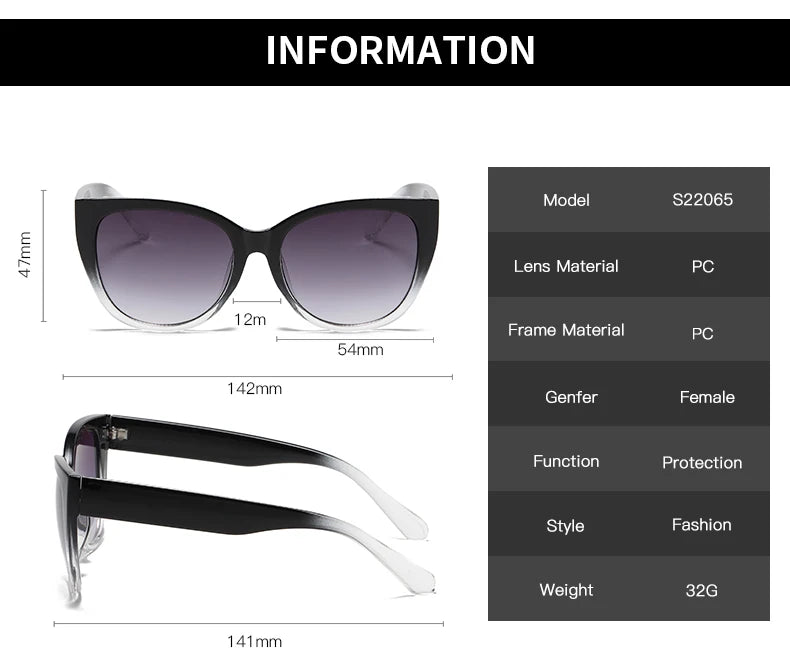 Fashion Cat Eye Sunglasses Women Brand Desginer Sun Glasses Gradient Simple Wide Leg Design Unisex Cateye Female Shades UV400