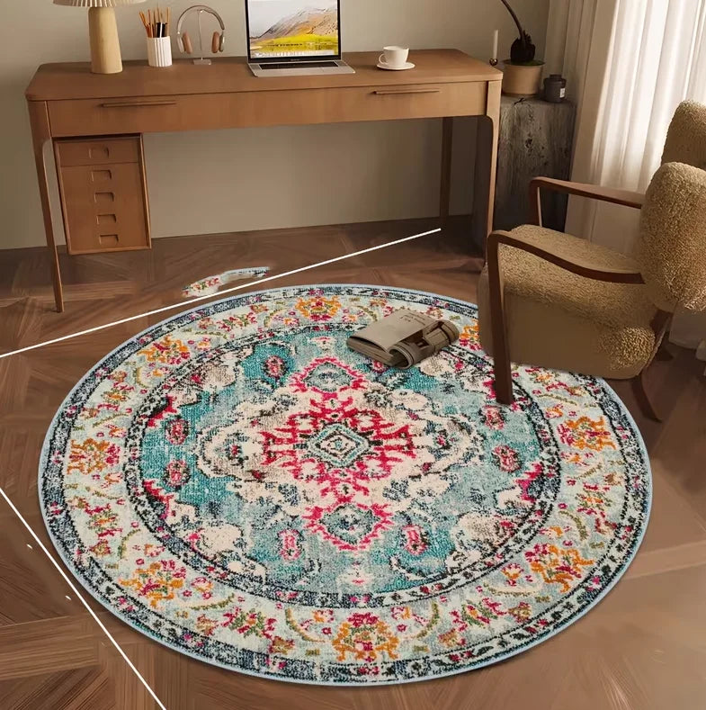 Bohemian Style Circular Carpet Indoor Carpet Bedrooms Circular Floor Mats Suitable Living Rooms Study Rooms Bathrooms Decoration