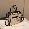 Kawaii Snoopy Hand Bag Fashion Woman's Korean Small Satchel Cartoon Casual Tote Outing Cosmetic Organizer Bag Birthday Gifts
