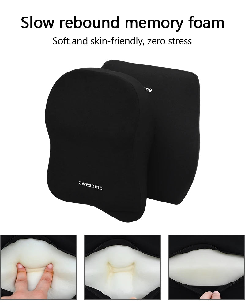 Car Lumbar Back Support Headrest Neck Pillow Memory Foam Lumbar Pillow Universal Soft Neck Pillows Cushion Car Seat Cushion