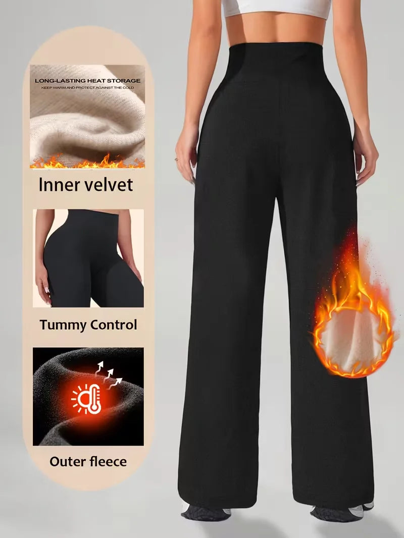 Warm Fleece Lined Wide Leg Pants