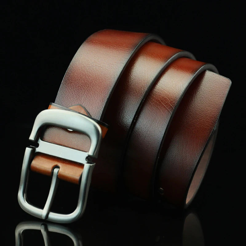 New Men's Formal Belt Solid Color Needle Buckle Belt Jeans Stylish Belt, Soft Leather Designer Handmade Daily and Business Wear