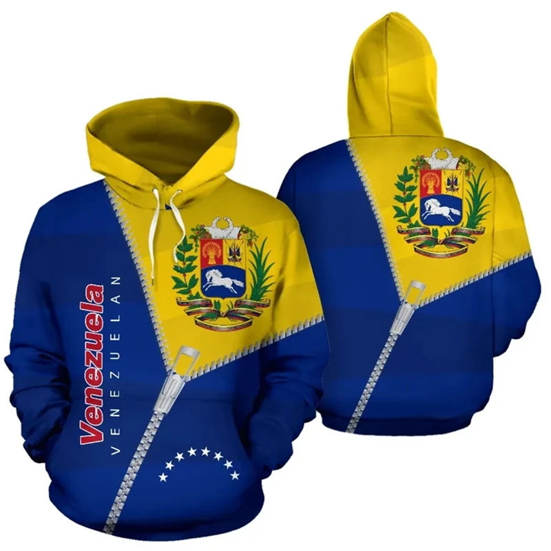 Venezuela Flag National Emblem Graphic Sweatshirt 3d Print Venezuela Hoodie Men Clothes Tracksuit Long Sleeve Hoody Unisex Tops