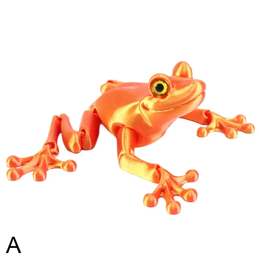 3D Printed Cute Frog Model Multi-joint Movable With Glittering Eyes Simulated Animals Model For Room Decor Accessories Kids Gift