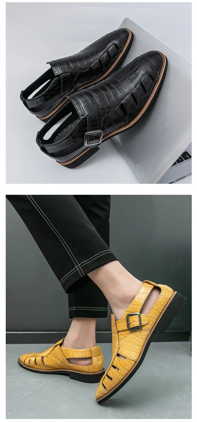 Summer New Sandals Comfortable, Lightweight, Personalized, Handsome, Fashionable, Popular, One Step Men's Leather Shoes