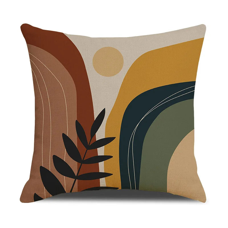 BOHO Style Printing Pillow Cover Indoor Bay Window Decoration Square Geometric Cushion Linen Abstract Simple Sofa Pillow