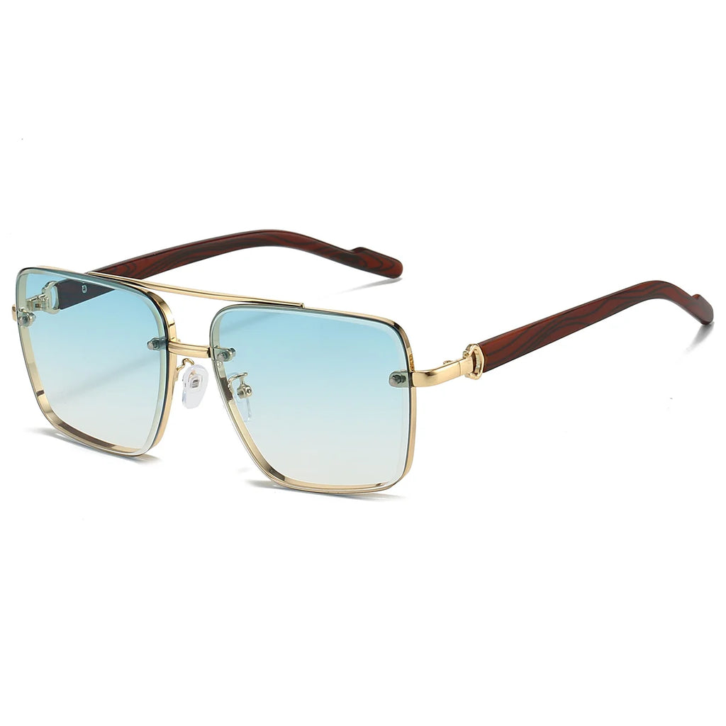 KAMMPT Fashion Retro Square Metal Shades Women's Original Brand Design Driving Sunglasses New Double Bridge Pilot Sun Glasses