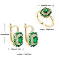 Square design inlaid zircon earrings ring for women fashion jewelry copper plated 14K gold exquisite luxury suit jewelry gift