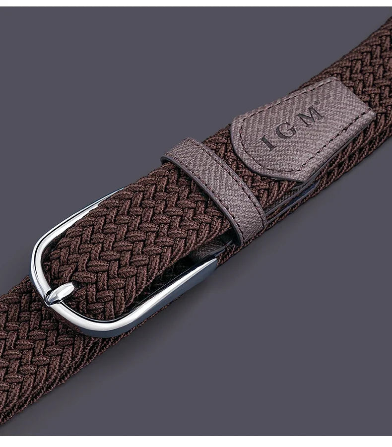 Belt for Men Golf Belt Summer Woven Leather Casual Sports Elastic Adjustable Waistband
