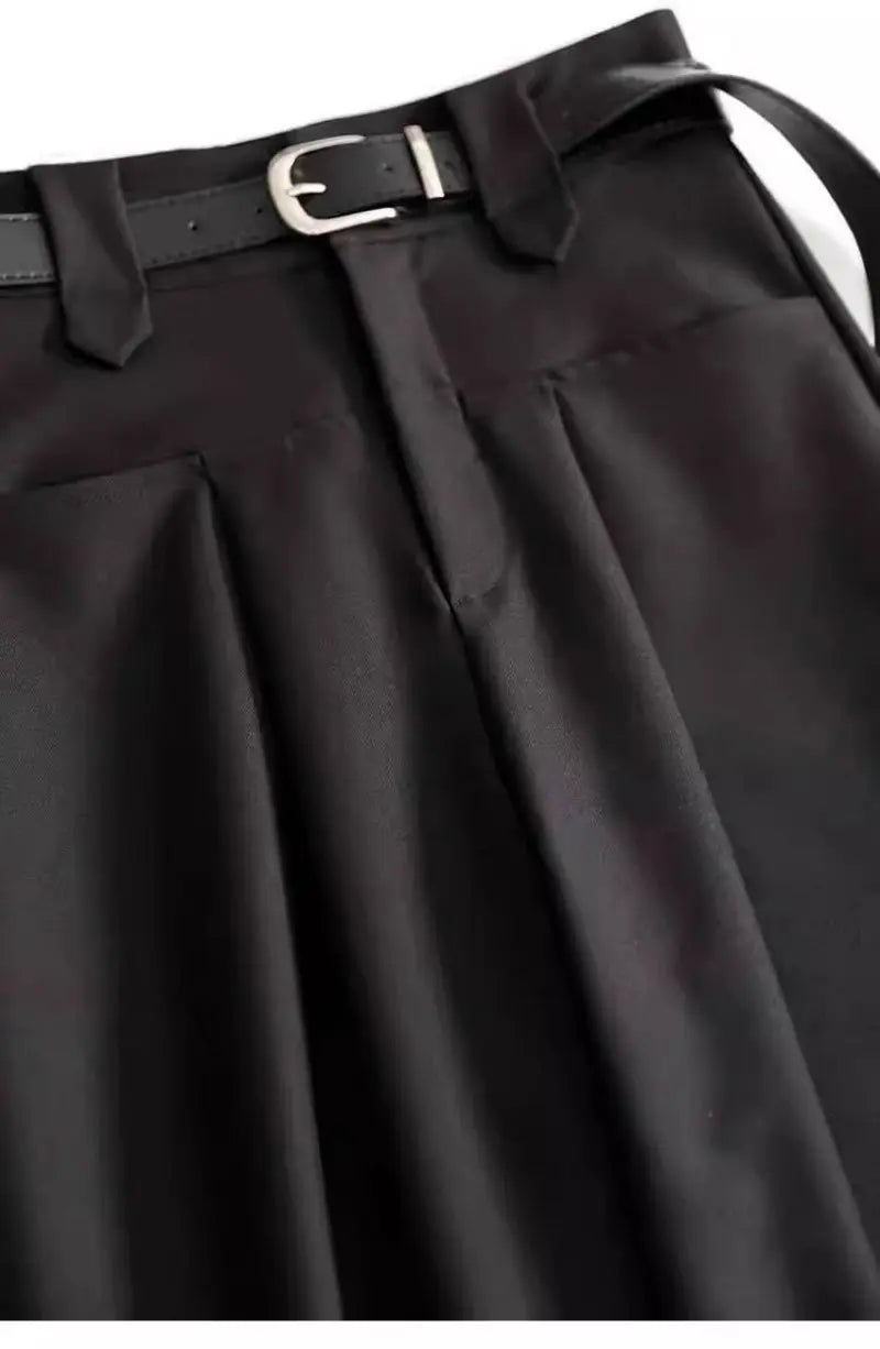 Suit Pants Ankle-Length Solid Office Lady High Waist Sashes Loose Straight Women's Pants Trousers For Women Clothing Fashion