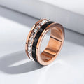 1 Piece of Niche Luxury Roman Numeral Double-Ring Titanium Steel Ring with Micro-Inlaid Zircon for Women, Suitable for Commuting and Street Style, Valentine's Day Gift