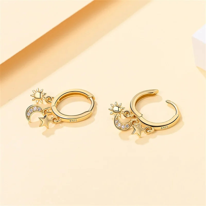 925 Silver Pearl Bee Star Moon Earrings – Trending Fashion Jewelry Gift