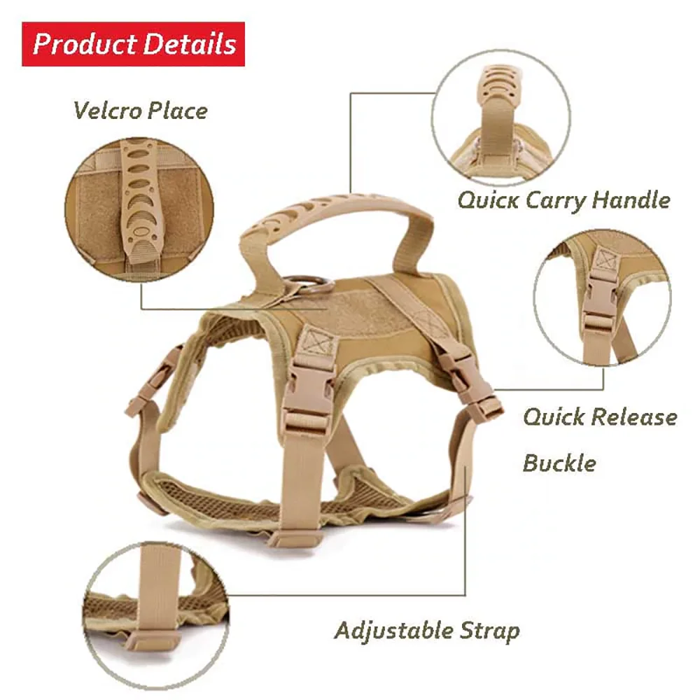 Tactical Cat Harness Leash Set Escape Proof Breathable Military Vest and Velcro for Small Dog Kittens Puppies Walking & Training