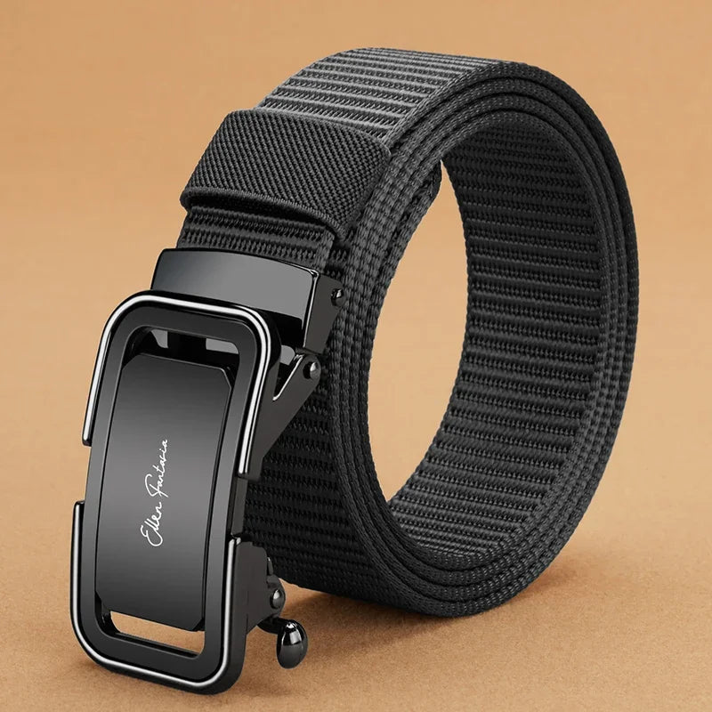 Fashion Men's Belt, Men’s Designer Belts  Alloy Automatic Buckle, Canvas Belt, Sports Belt, Large Size 110-160cm Automatic Belt