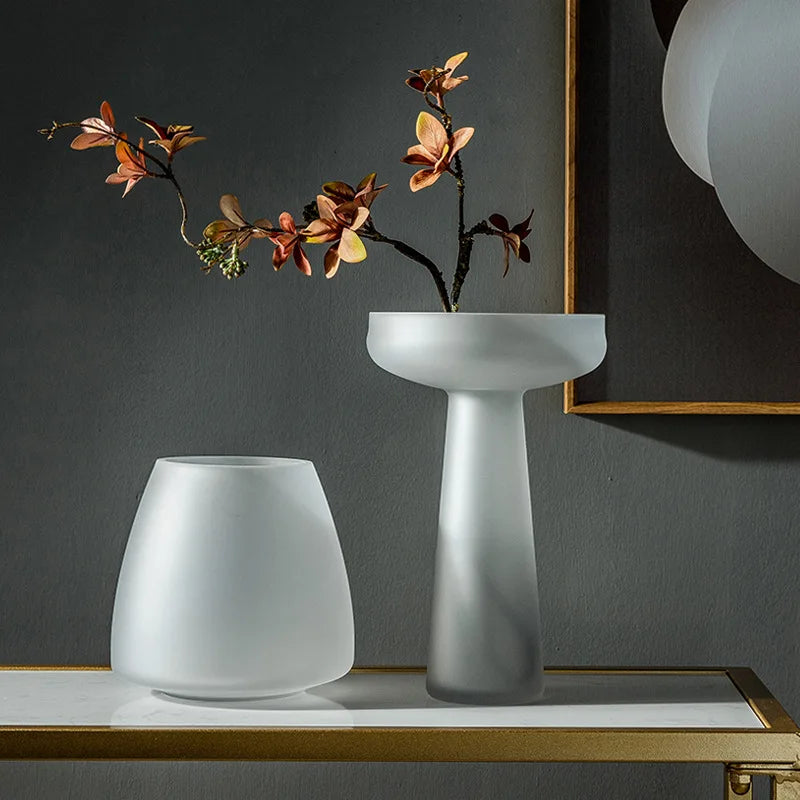 Nordic Light Luxury Home Decor Frosted Glass Vase