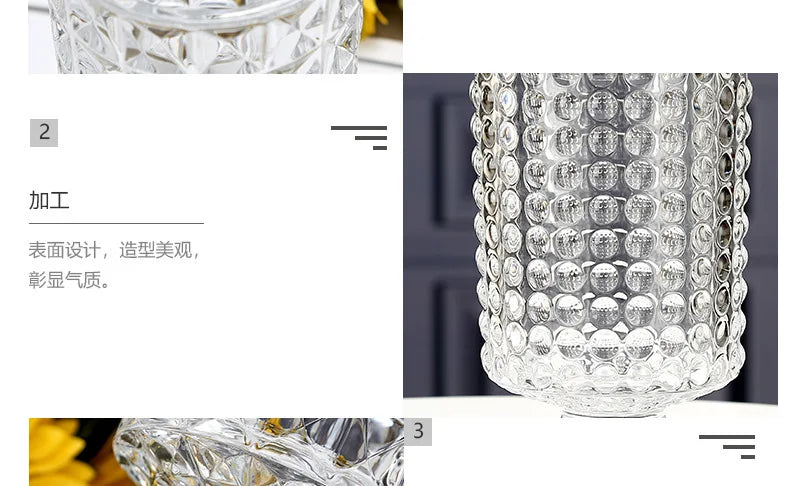 Embossed Vase Glass Crystal Net Red French High-quality