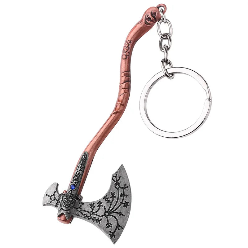 God of War Kratos Axe Key Chain Guardian Shield Sword Pendant Keychain for Women Men Fans Car Keyring Jewelry