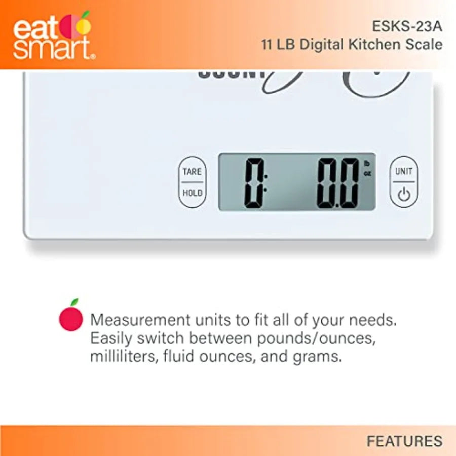 Eat Smart 11lb Food Kitchen Glass Scale with Inspirational Message