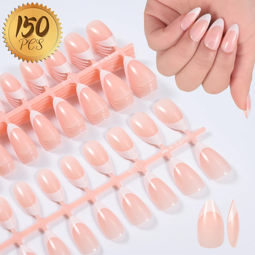 100pcs Light Pink Press-On Nails | Short & Medium Square | 10 Sizes Full Cover Nail Tips