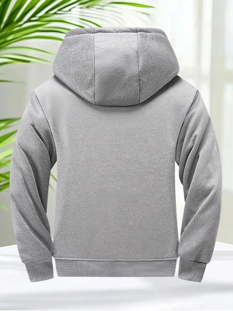 Faux Fur Lined Hoodies for Men Autumn Winter Thicken Fleece Sherpa Jacket Zip Up Hooded Coats with Zipper Pockets for Daily Wear