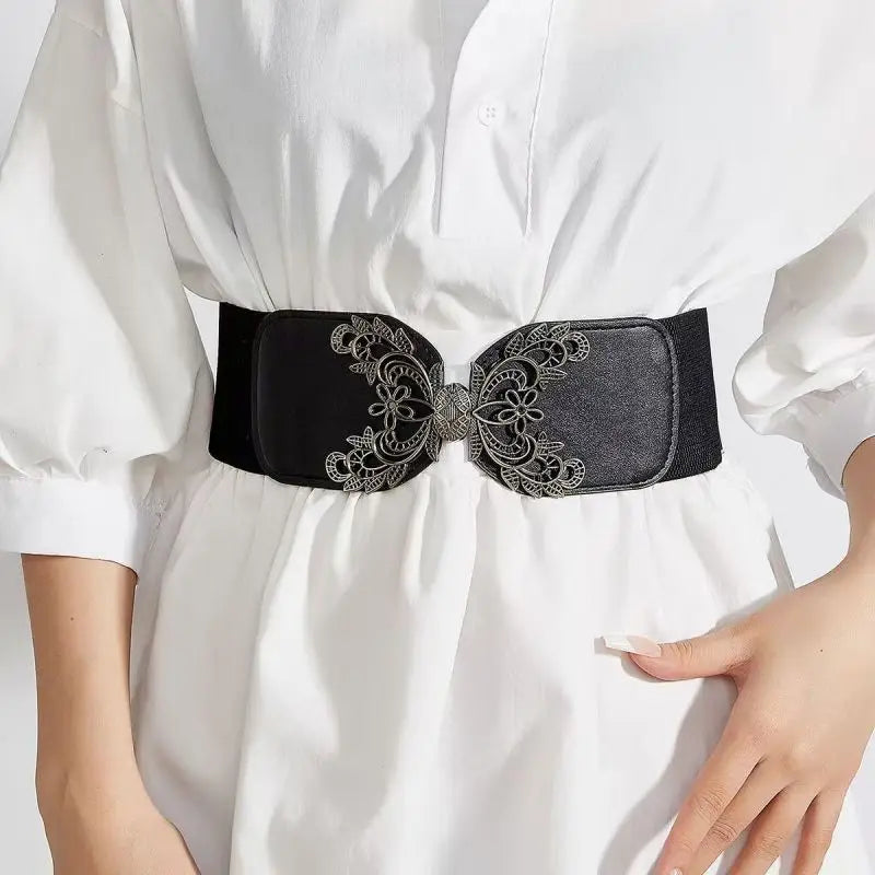 Women's belt with elastic waistband, decorative, simple skirt, versatile elastic coat, fashionable matching, dress, wide belt