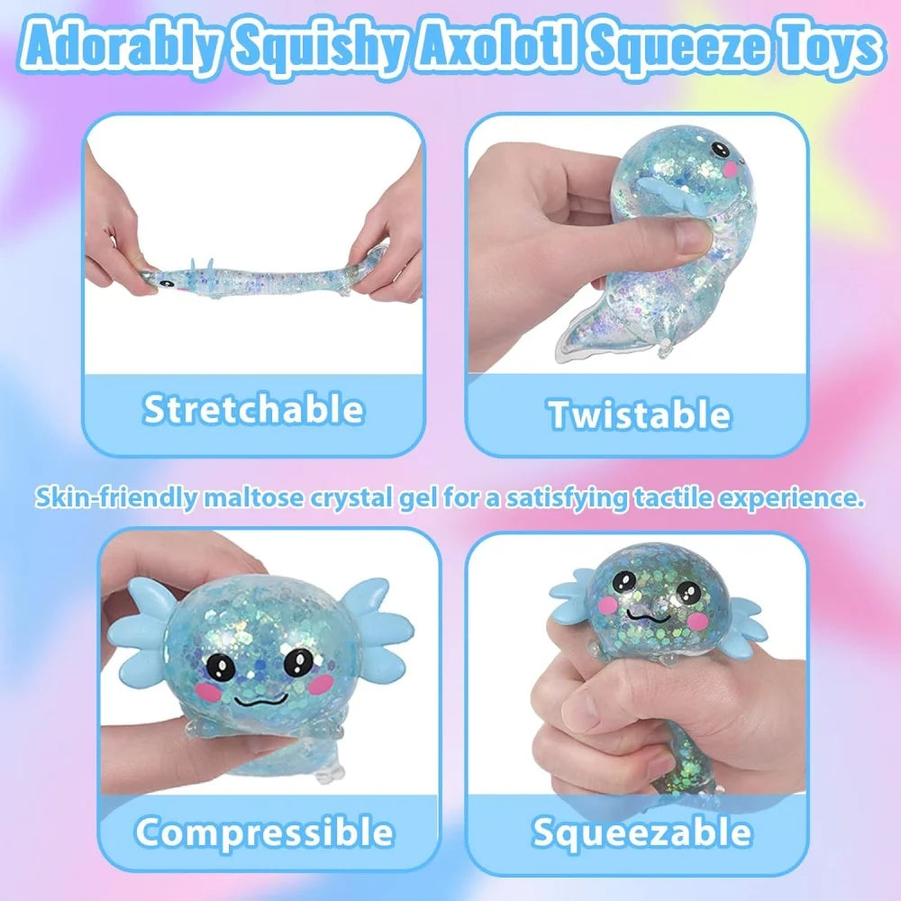 Axolotl Squishy Toy Cute Slow Rising Fidget Toy Soft Squeeze Sensory Toy for Kids and Adults Stress Ball for Anxiety and Focus