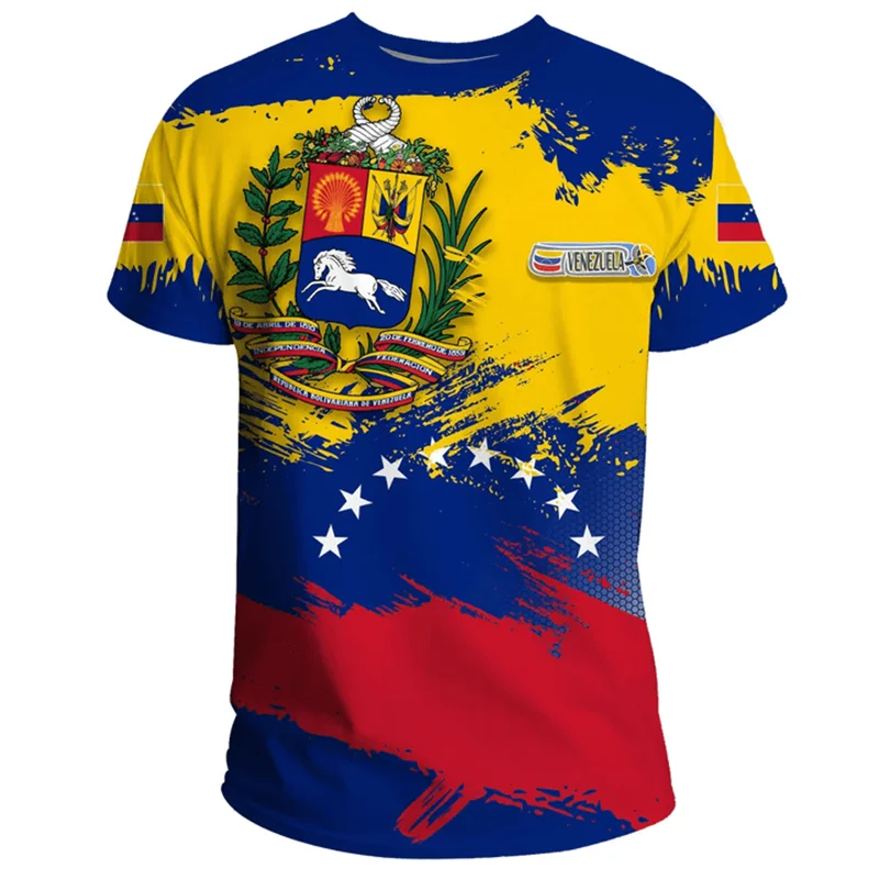 3d Print Venezuela Flag T-Shirt For Men Summer Round Neck Short Sleeve Tees Gym Sports Oversized T Shirts Tops Male Clothes