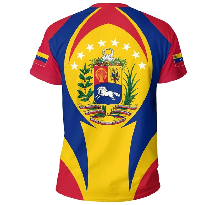 3d Print Venezuela Flag T-Shirt For Men Summer Round Neck Short Sleeve Tees Gym Sports Oversized T Shirts Tops Male Clothes